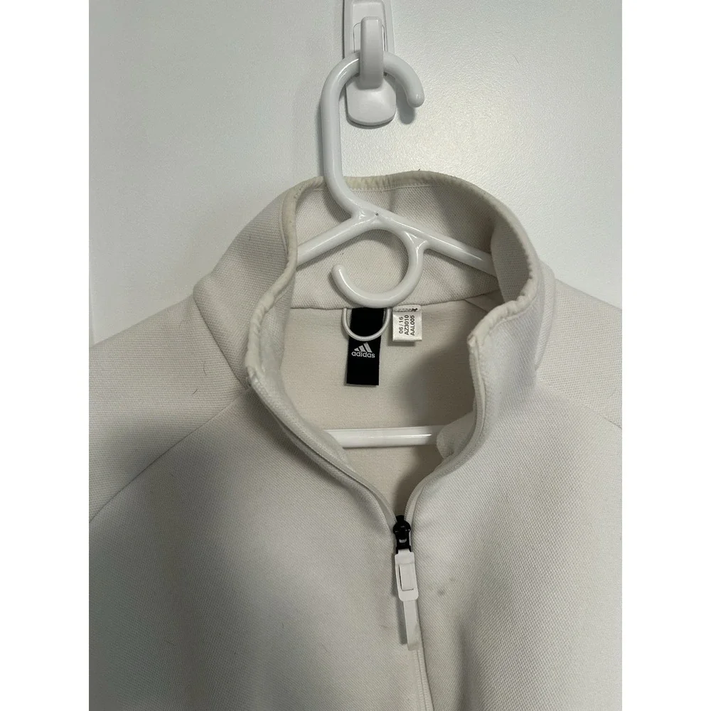 ADIDAS Woven 3/4 ZIP GOLF White Pullover L-XL‎ W Pouch Pockets